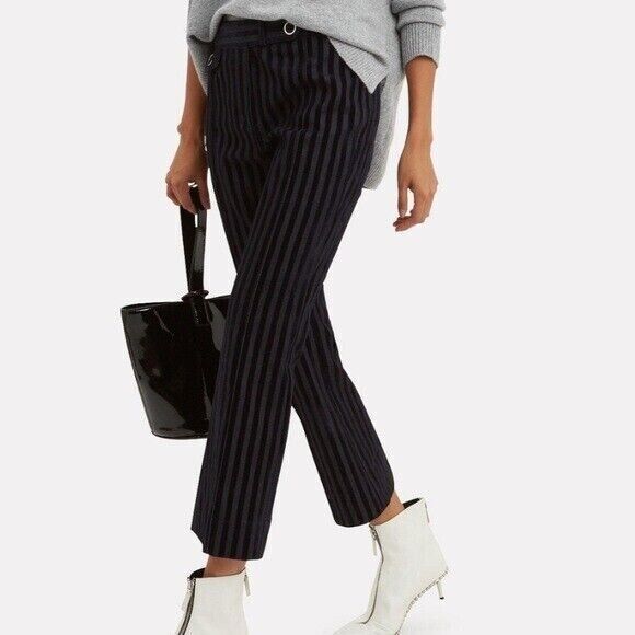 Derek Lam 10 Crosby  Striped Crop Flare Trousers Women Size 8 - Picture 4 of 12